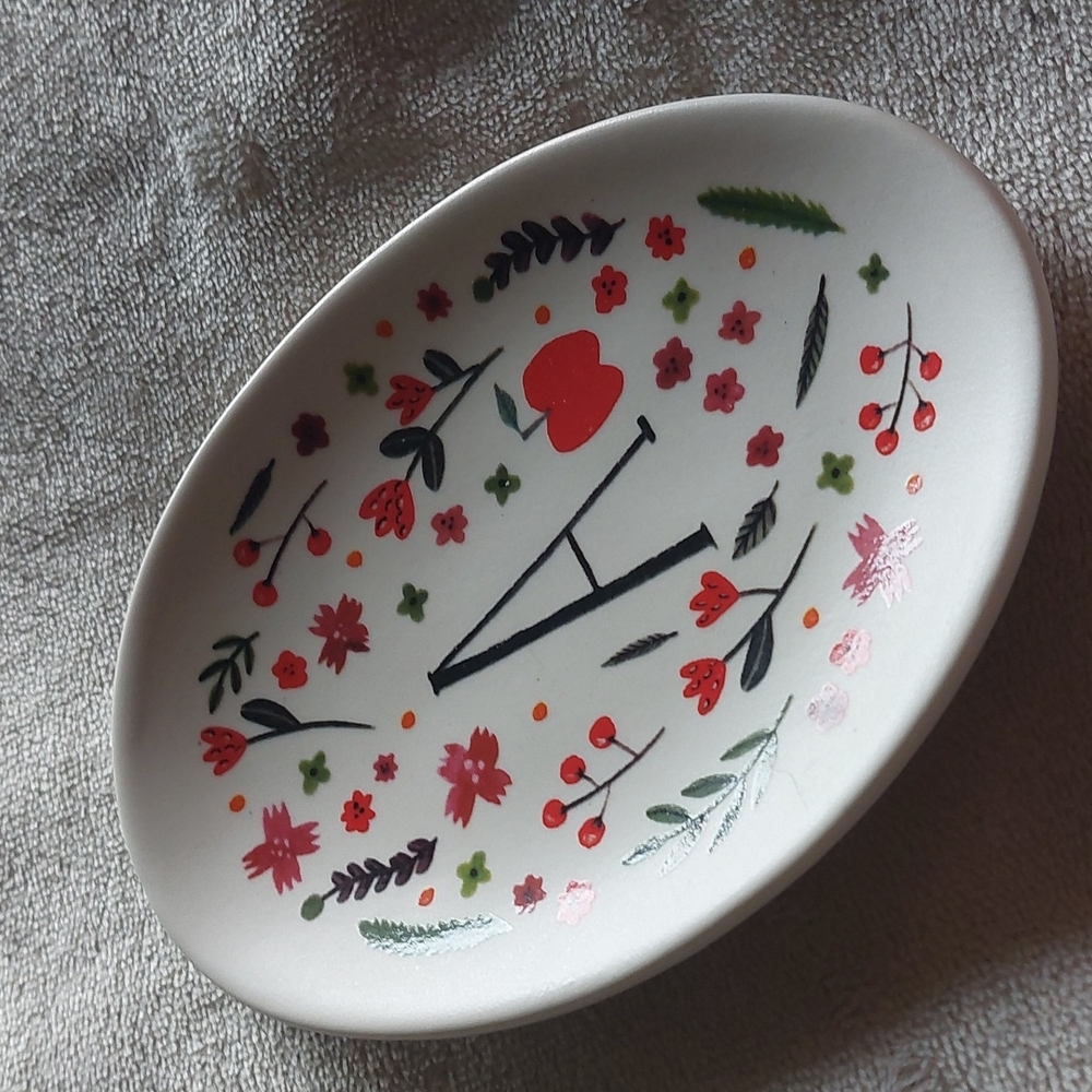 Anthropologie footed trinket dish monogram A by Amelia Herbertson